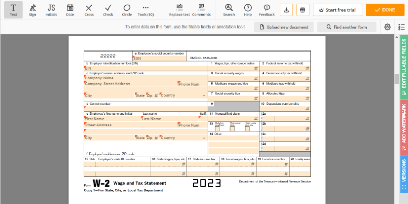 Form W-2 Screnshot 2