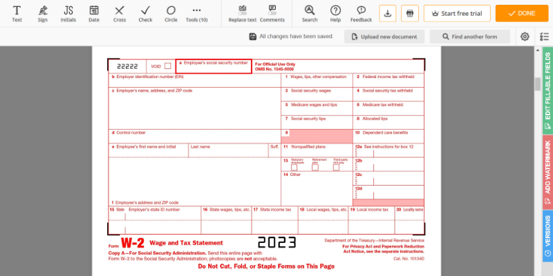 Form W-2 Screnshot 3